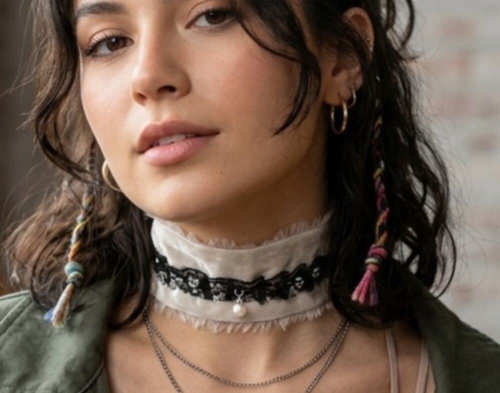 Handmade Shabby Chic Coquette Velvet and Lace Choker with Pearl Drop